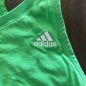 Neon green athletic tank top by Adidas. Cotton blend